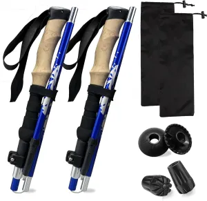 Trekking Poles-2PC Collapsible Lightweight Hiking Sticks, 7075 Aluminum Walking Poles for Backpacking Gear，Women Men, Hiking, Camping, Climbing (Blue)
