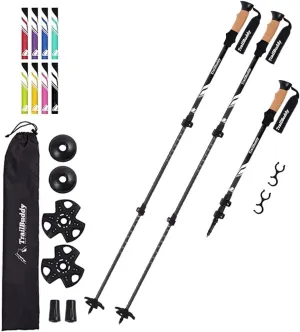 Trekking Poles - Lightweight, Collapsible Hiking Poles for Snowshoe & Backpacking Gear - Pair of 2 Walking Sticks for Hiking, 7075 Aluminum with Cork Grip