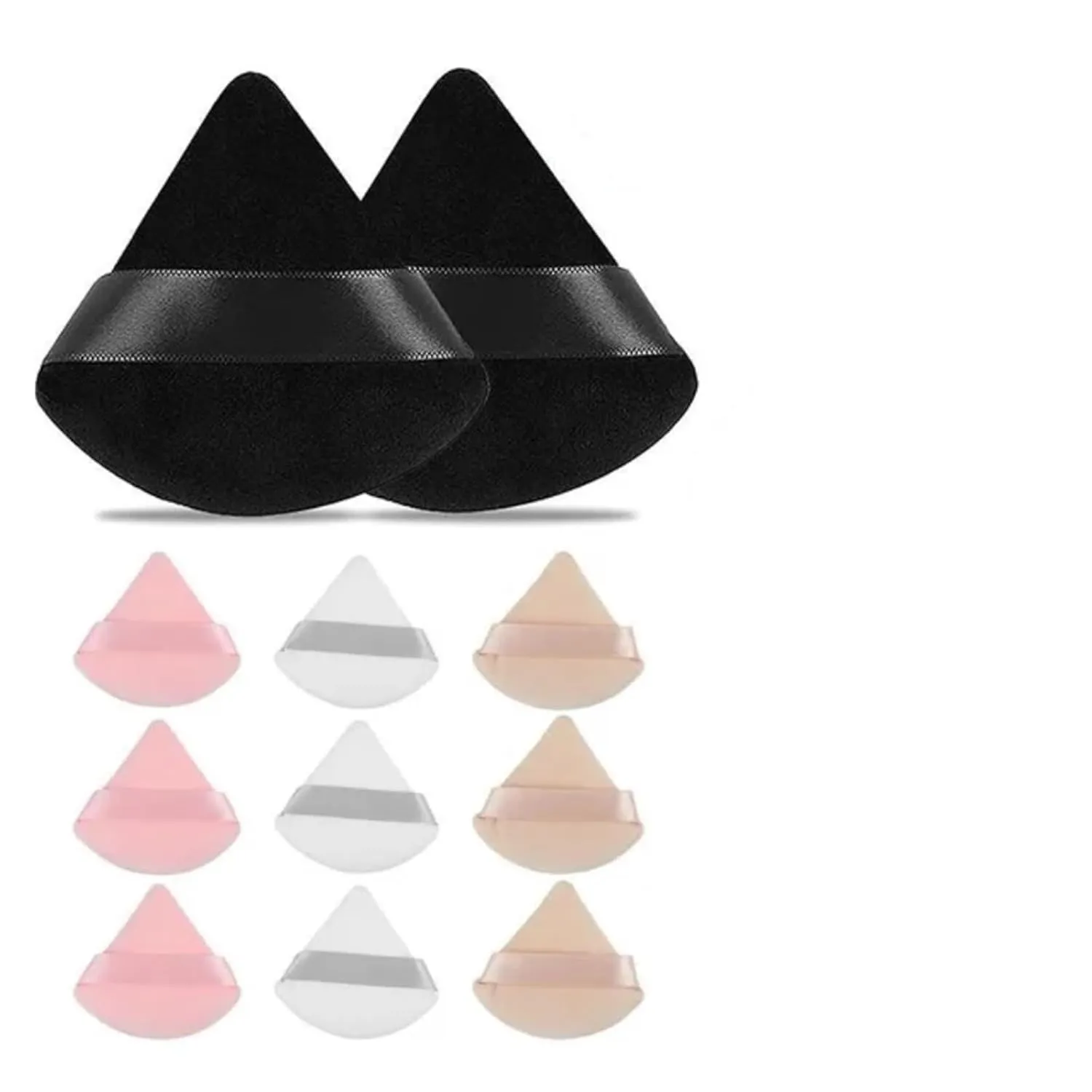 Triangle powder puff, soft sponge, velvet foundation make-up puff, makeup, eye contour, cosmetic shadow, washable, 1 piec(White-1pcs)