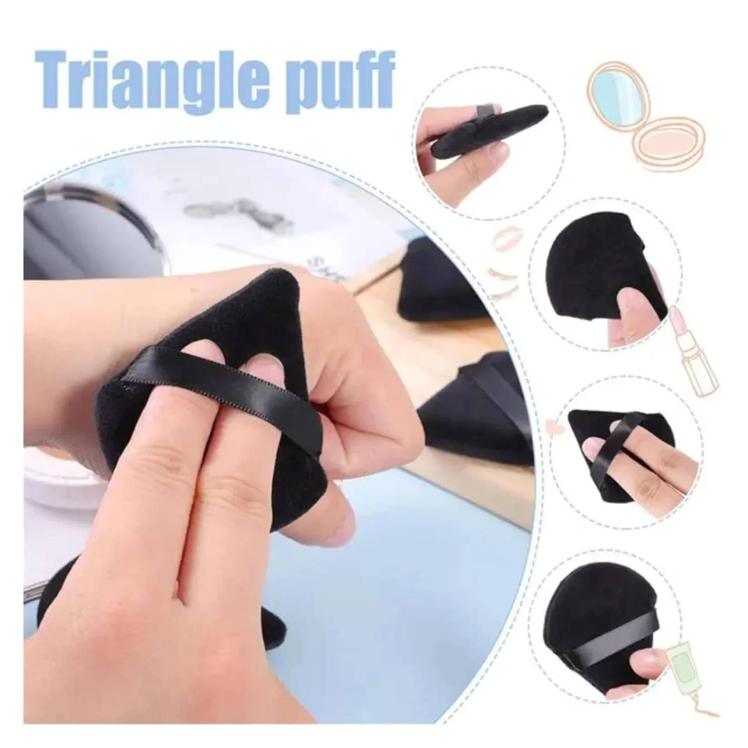 Triangle powder puff, soft sponge, velvet foundation make-up puff, makeup, eye contour, cosmetic shadow, washable, 1 piec(White-1pcs)
