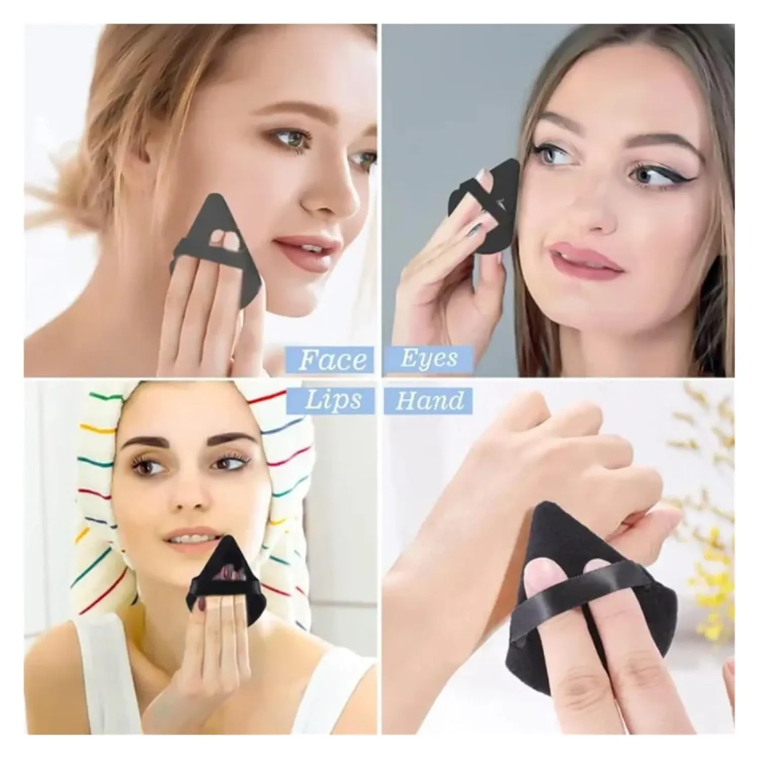 Triangle powder puff, soft sponge, velvet foundation make-up puff, makeup, eye contour, cosmetic shadow, washable, 1 piec(White-1pcs)