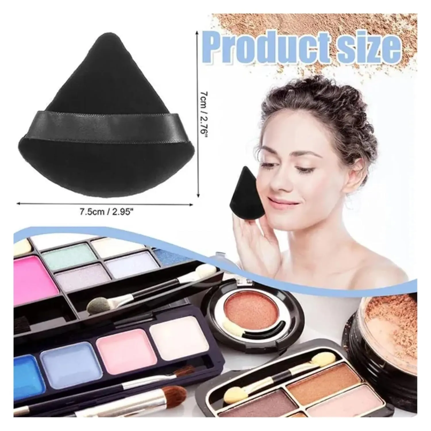 Triangle powder puff, soft sponge, velvet foundation make-up puff, makeup, eye contour, cosmetic shadow, washable, 1 piec(White-1pcs)