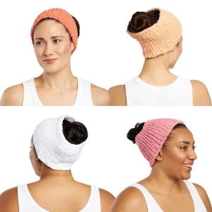 Turbie Twist 4-Pack Turbie Band for Beauty, Travel, Gifting - Cotton Headband for Personal Care - Comfortable, Extra-Wide Spa Headband - For All Hair Types - Peach Blush