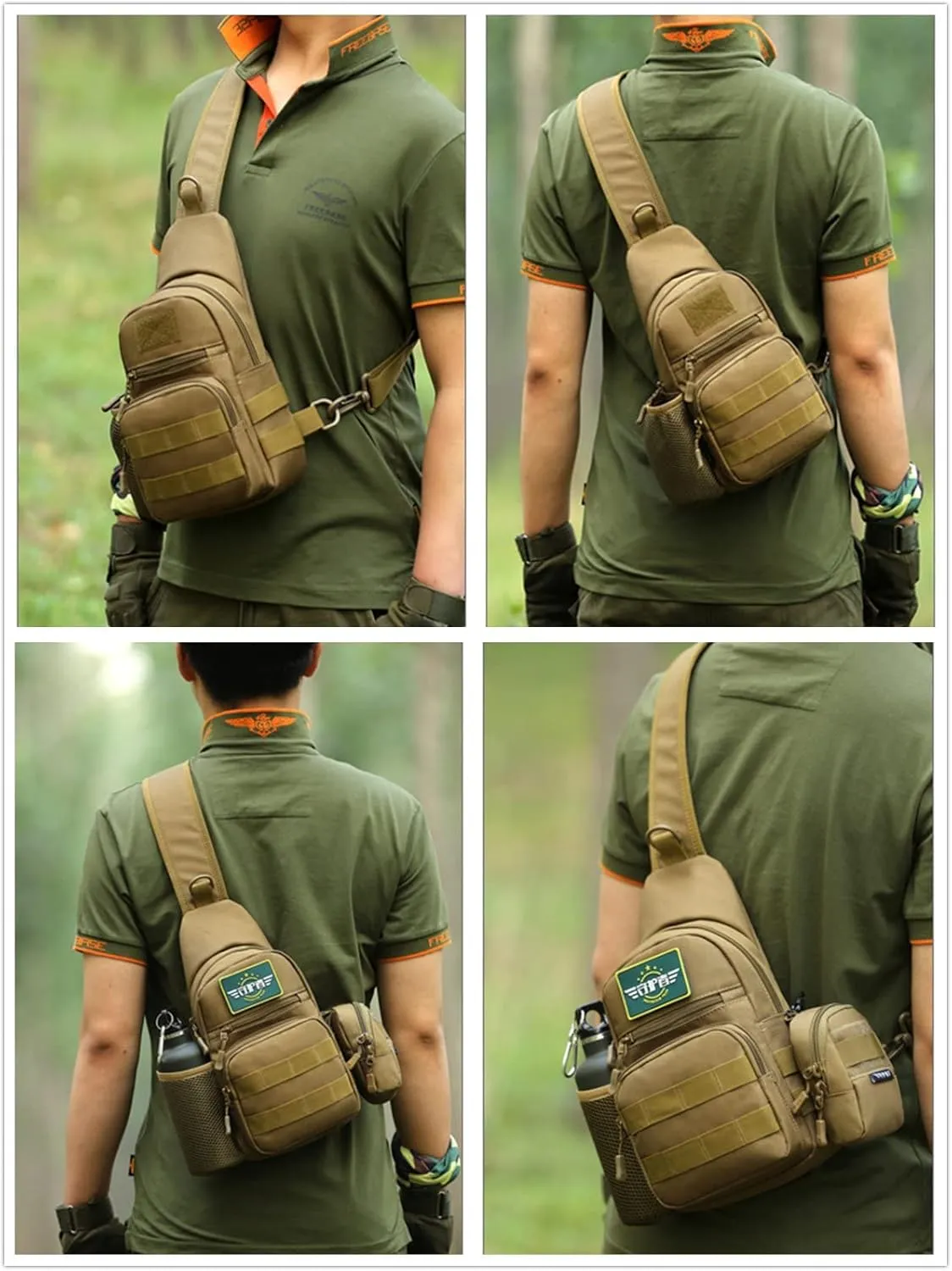 UNISTRENGH Tactical Sling Bag Chest Pack Molle Daypack iPad Mini Military Shoulder Bag Crossbody Duty Gear Backpack (Black)