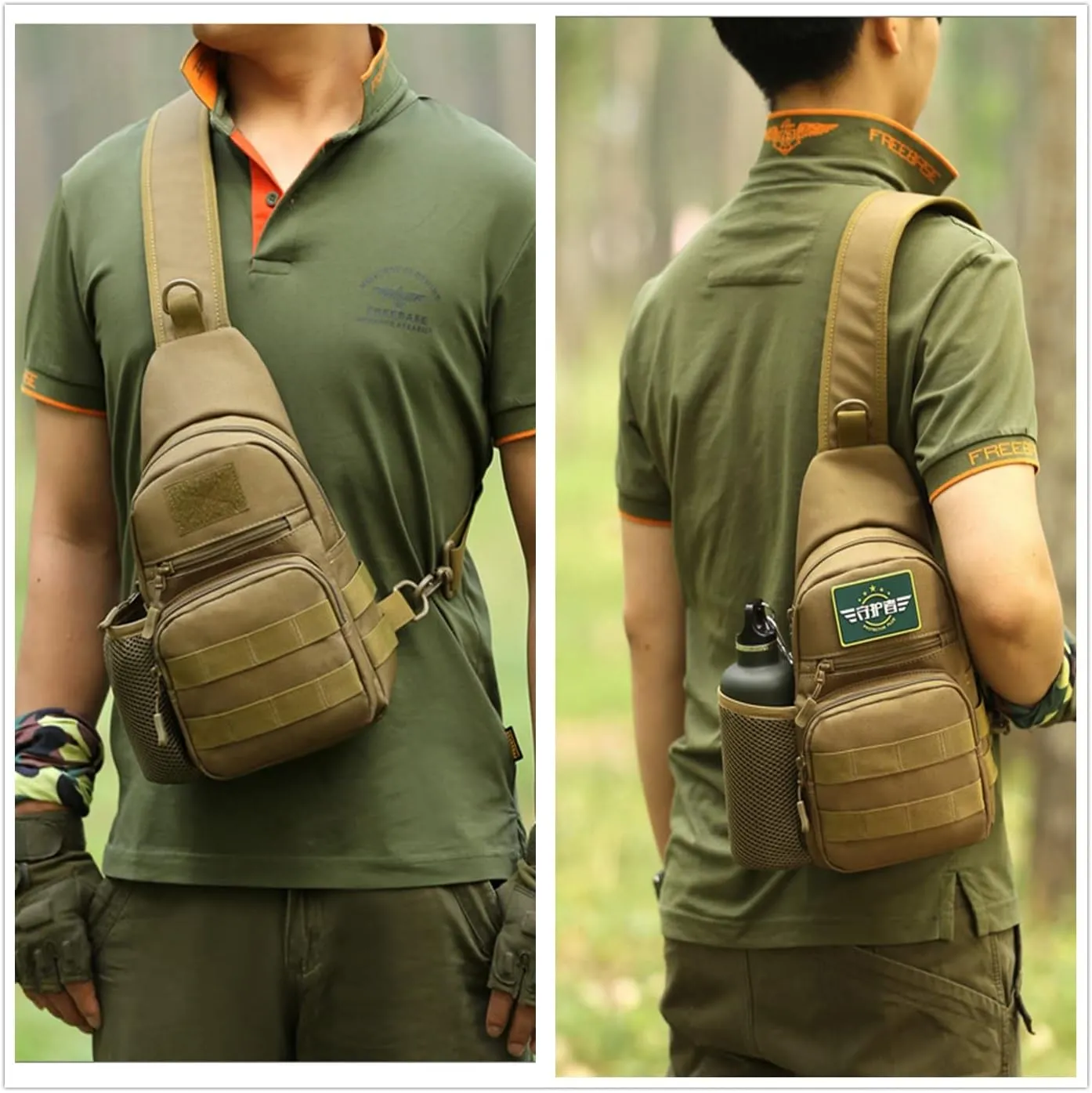 UNISTRENGH Tactical Sling Bag Chest Pack Molle Daypack iPad Mini Military Shoulder Bag Crossbody Duty Gear Backpack (Black)