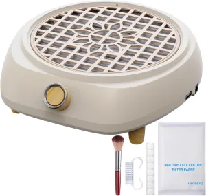 Upgrade Small Nail Dust Collector Vacuum Cleaner Machine 130W Powerful Strong Fan Extractor Suction Electric Nail Filer Manicure Dust Collector Quiet with Multiple Tool Kits for Home Salon