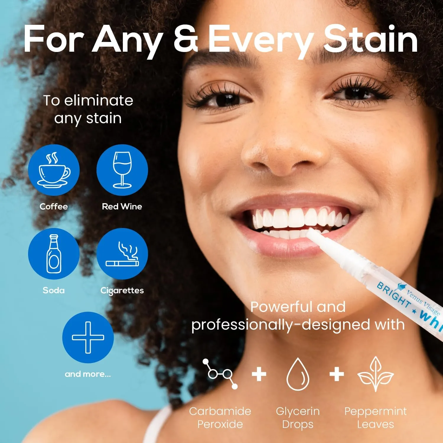 Venus Visage Award Winning Teeth Whitening Pen, 20  Uses - Teeth whitening Gel Professionally formulated - Best Teeth whitening kit Teeth Whitener - Low Sensitivity (Mint) (0.07 Fl Oz (Pack of 4))