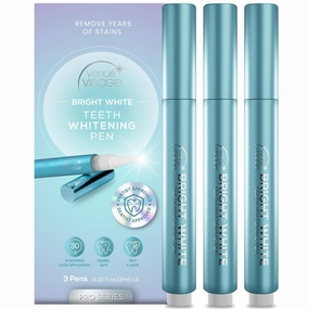 Venus Visage Teeth Whitening Pen - Effective Teeth Whitening Gel - 40  Uses - Professional Formula - Mint Flavor - No Sensitivity (0.10 Fl Oz (Pack of 3))