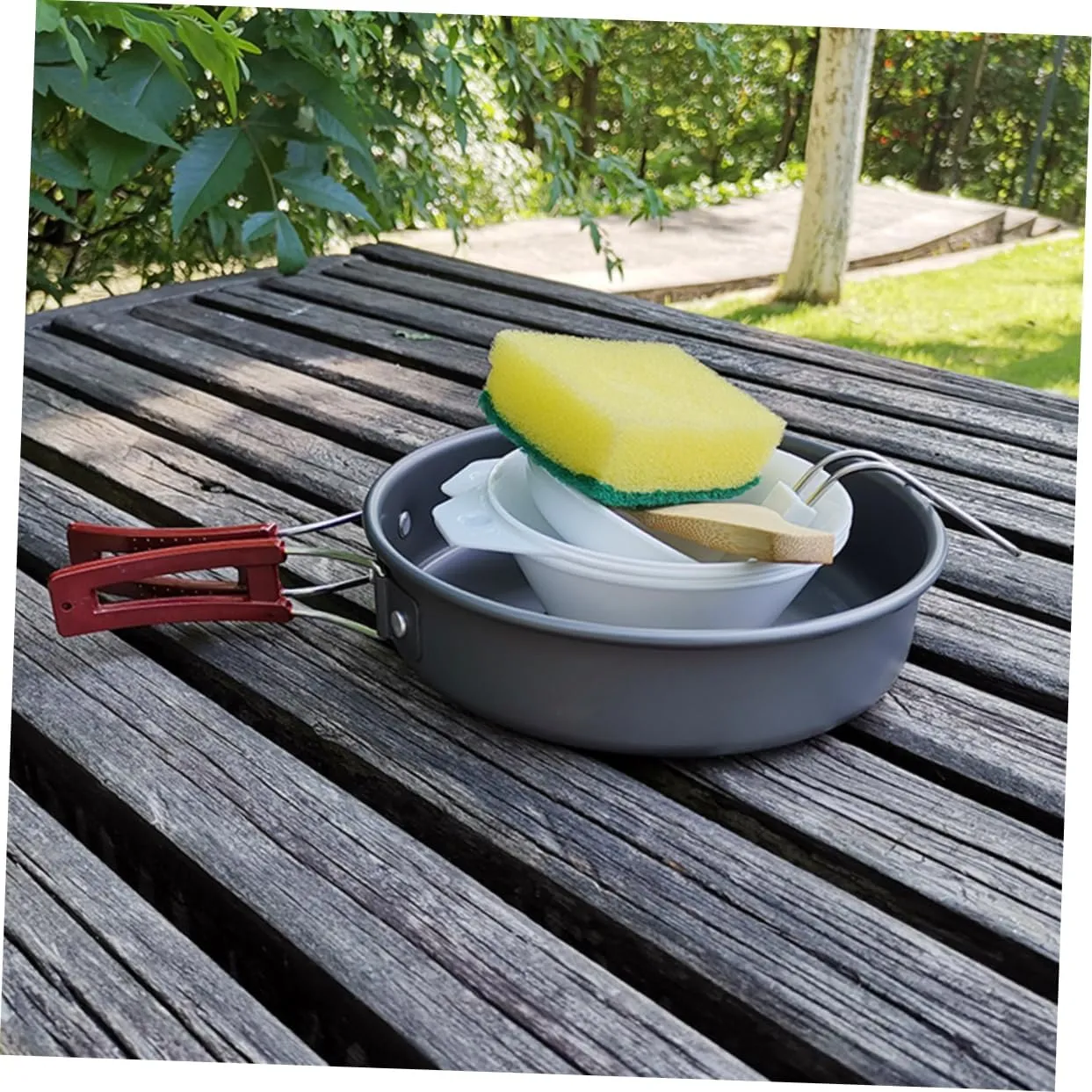 VICASKY Outdoor Kit Portable Bowl Picnic Bowls Camper Mess Camp Silverware Enamel Camping Kits Aluminum Dish
