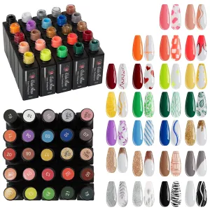 VidaRosa Professional Gel Nail Polish Special Liner Brush for Manicure Striping/Strokes/Painting Details, Nails Gel Liner Polish for UV LED Nail Art Drawing, Salon Use Bulk Set 50pcs 25 Colors