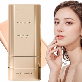 Vivien Beauty Foundation Stick,2 in 1 Vivienbeauty Foundation,Multi-use Foundation Stick Makeup with Brush,Vivien Foundation Stick, Hydrating Lightweight Foundation Stick with Brush (Fair Color)