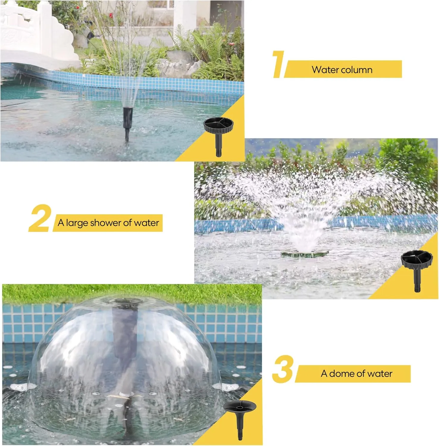 VIVOHOME 530 GPH Submersible Pond Filter Pump Fountain Kits with Sterilizer Suitable for Ponds of 920 Gallons, Water Pump Built In