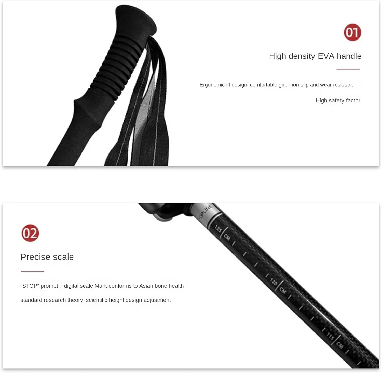 Walking Stick Hiking Poles Carbon Fiber Trekking Poles Ultralight Telescopic and Lightweight for Mountaining Backpacking Hiking Gear Trekking Poles, 125cm, Black