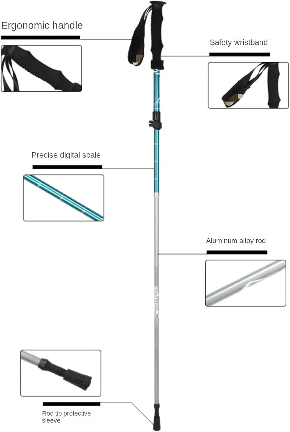 Walking Stick Hiking Poles Lightweight Outdoor Trekking Poles Retractable Hiking Trekking Poles for Camping Hiking Gear Trekking Poles