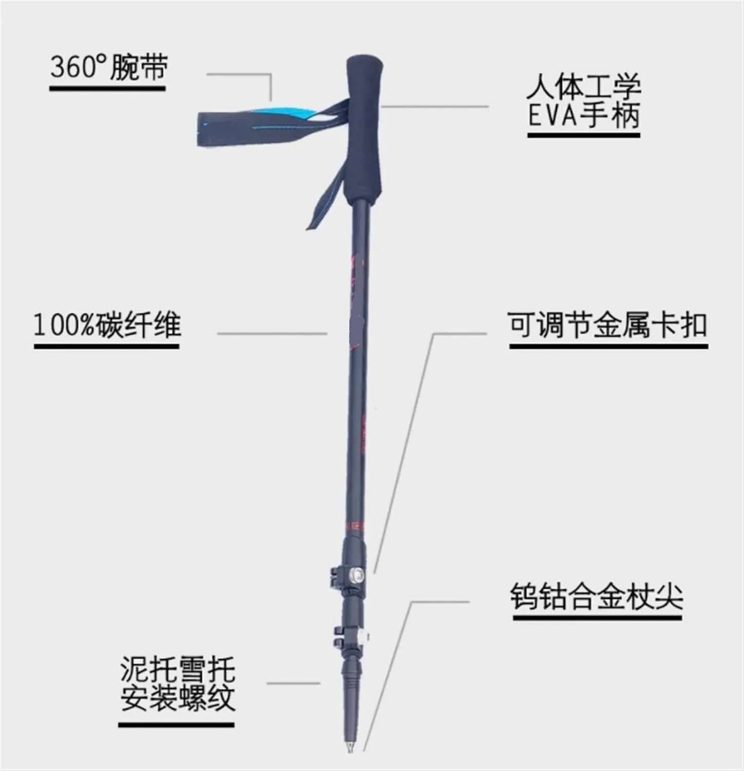 Walking Stick Hiking Poles Trekking Poles Adjustable Hiking Walking Sticks Ultralight Carbon Fiber and Aluminum for Camping Hiking Gear Trekking Poles