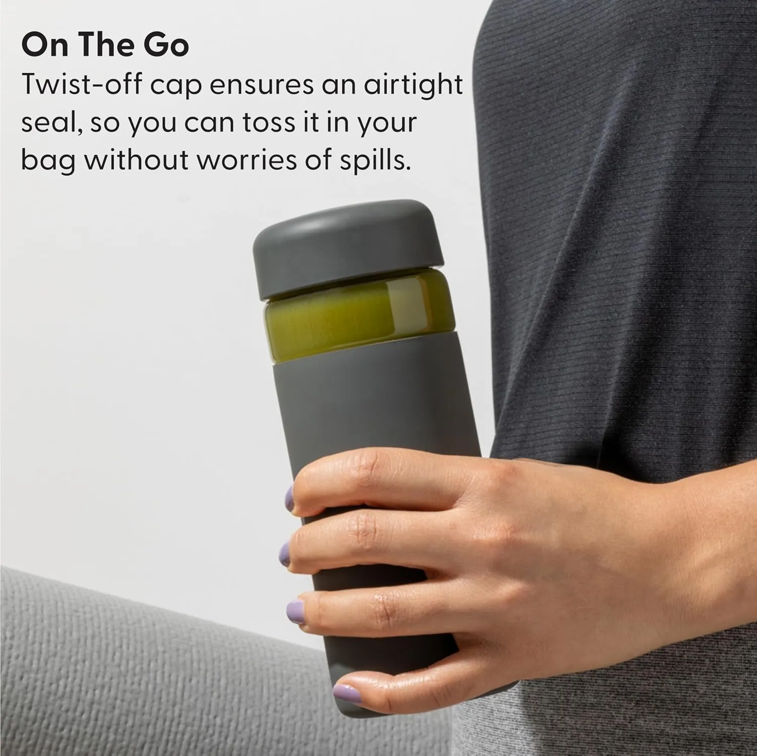 W&P Porter Glass Wide Mouth Bottle w/ Protective Silicone Sleeve | Blush 16 Ounces | On-the-Go | Reusable Bottle | Portable and Lightweight | Dishwasher Safe