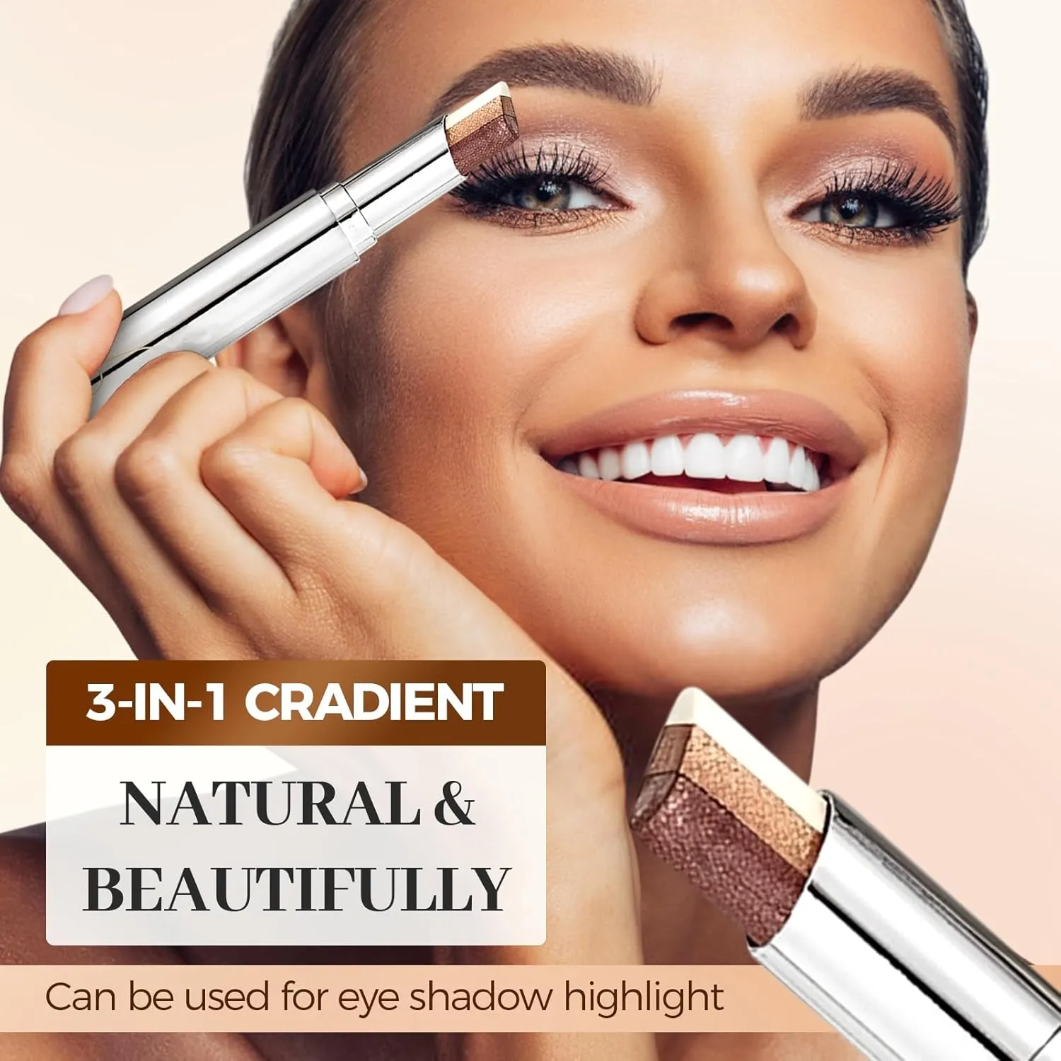Waterproof Gradient Shimmer Eye Shadow Stick, 2025 Upgraded Three Color Eyeshadow Stick for Lazy People, Glitter Gradient Eyeshadow Sticks for Women Eye Makeup (01#D)