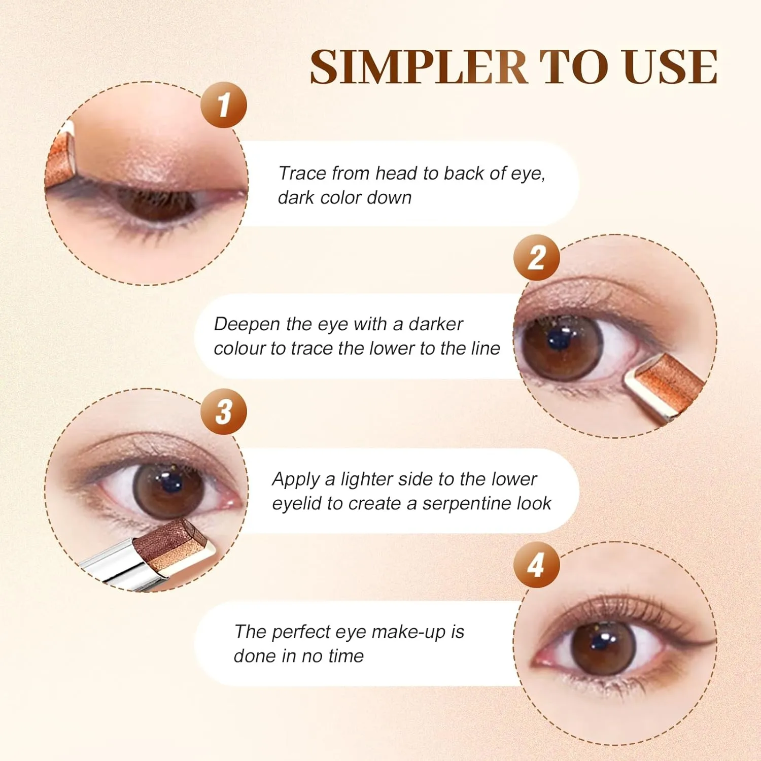Waterproof Gradient Shimmer Eye Shadow Stick, 2025 Upgraded Three Color Eyeshadow Stick for Lazy People, Glitter Gradient Eyeshadow Sticks for Women Eye Makeup (01#D)