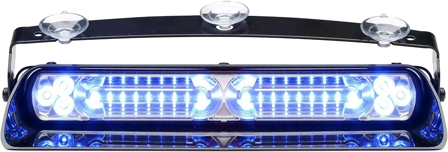 Whelen, Dual Avenger II, LED Dash Deck Light, Solo, Dual Lamp, Sleek Contemporary Design,10 ft Cigar Plug Cord, Two switches, 55 Flash Patterns, Blue/Blue, AVC21BB