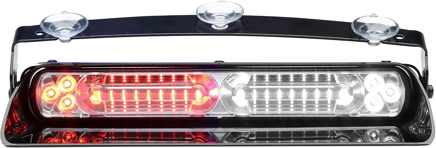 Whelen, Dual Avenger II, LED Dash Deck Light, Solo, Dual Lamp, Sleek Contemporary Design,10 ft Cigar Plug Cord, Two switches, 55 Flash Patterns, Red/White, AVC21RC