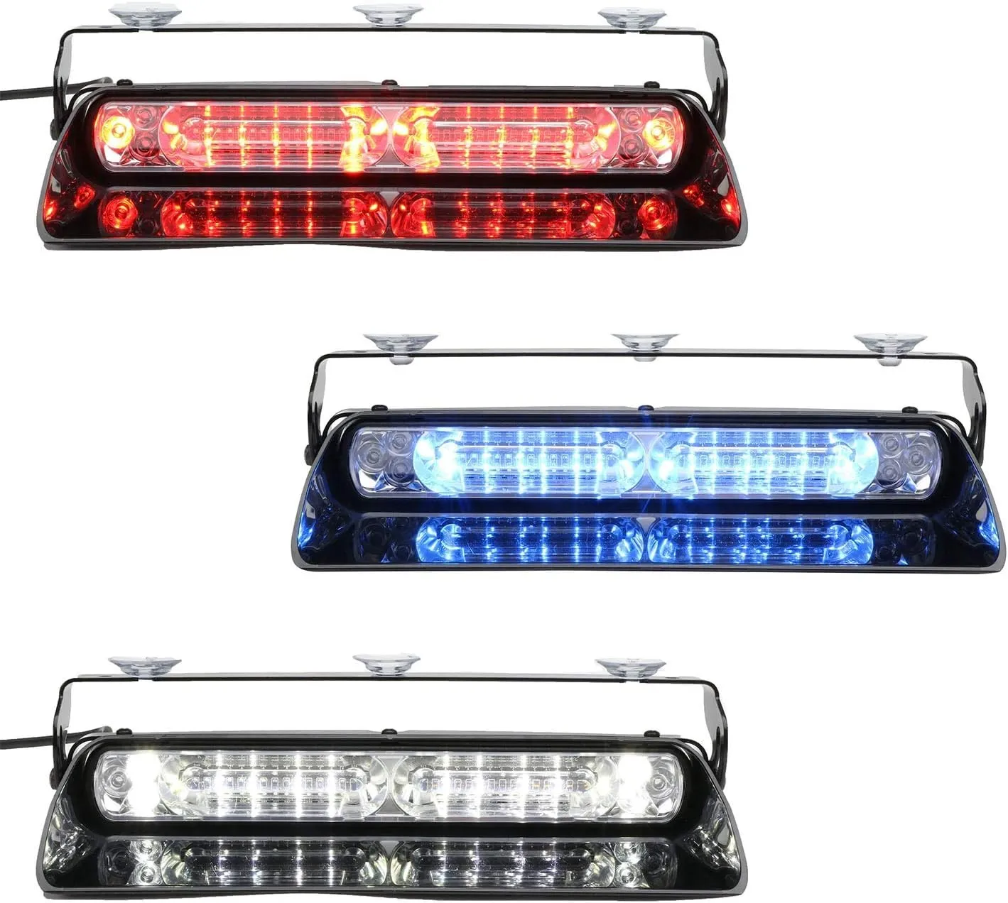 Whelen, Trio Avenger II, LED Dash Deck Light, Two Lightheads with Trio Lamps, 10 ft Cigar Wire with 2 switches, 55 Flash Patterns, Lights are Red/Blue/White with White Steady Override, AVC23RBC