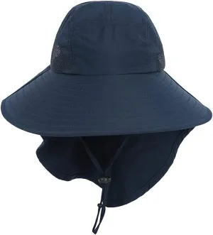 Windproof Fishing Hiking Hat Wide Brim UV Protection Sun Cap Outdoor Bucket Mesh Boonie Hat for Women Men