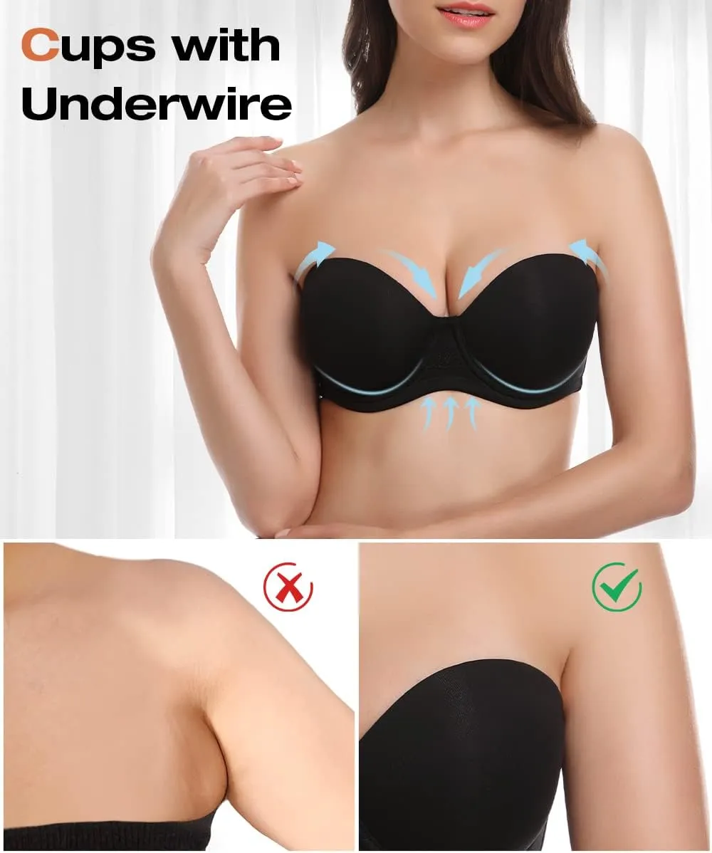 Wingslove Women's Strapless Full Figure Bra Underwire Multiway Contour Plus Size Bra Red Carpet