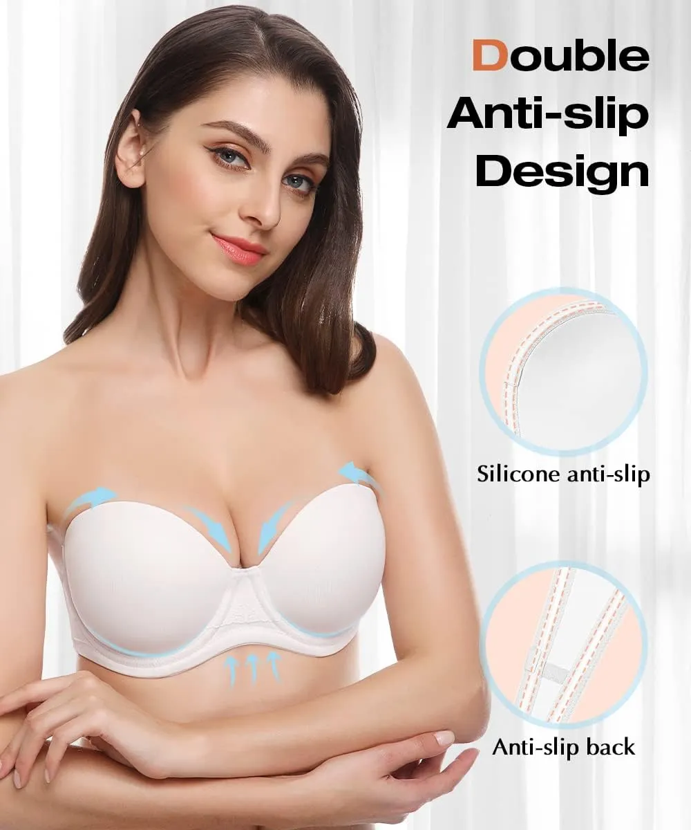 Wingslove Women's Strapless Full Figure Bra Underwire Multiway Contour Plus Size Bra Red Carpet