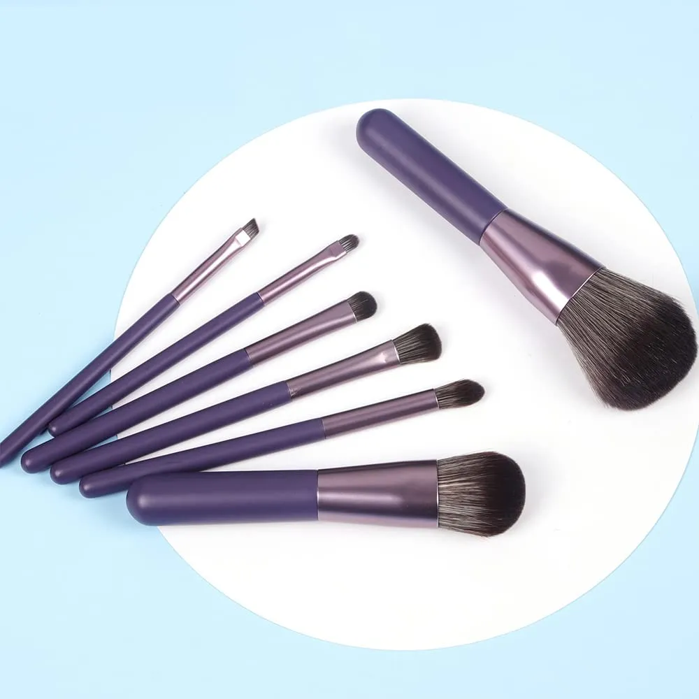 Xaena Makeup Brush Set 7pcs Premium Synthetic Makeup Brushes, Mini Travel Make up Brush Kit Foundation Powder Blush Eyeshadow Eyebrow Contour concealer Portable Makeup Brushes Set with Case 38-2