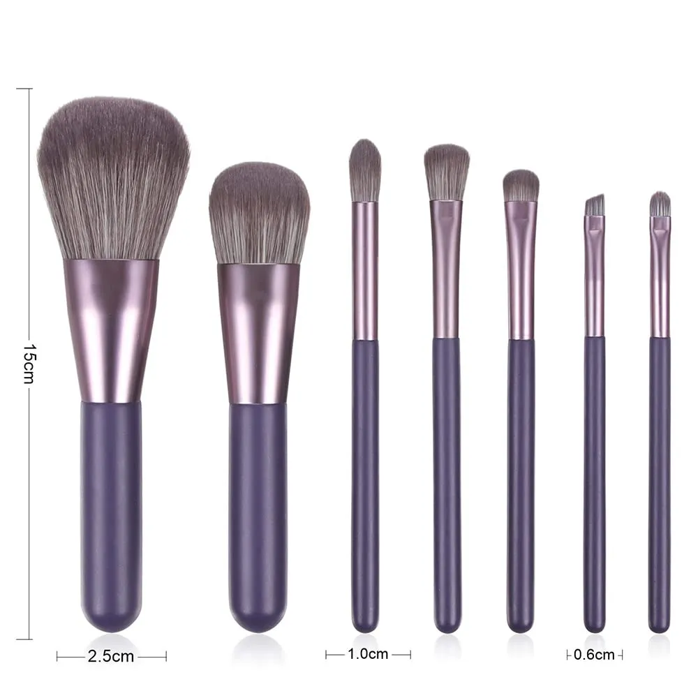 Xaena Makeup Brush Set 7pcs Premium Synthetic Makeup Brushes, Mini Travel Make up Brush Kit Foundation Powder Blush Eyeshadow Eyebrow Contour concealer Portable Makeup Brushes Set with Case 38-2