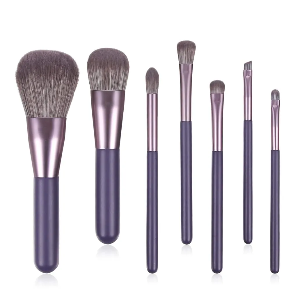 Xaena Makeup Brush Set 7pcs Premium Synthetic Makeup Brushes, Mini Travel Make up Brush Kit Foundation Powder Blush Eyeshadow Eyebrow Contour concealer Portable Makeup Brushes Set with Case 38-2