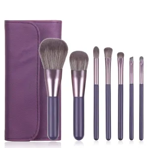 Xaena Makeup Brush Set 7pcs Premium Synthetic Makeup Brushes, Mini Travel Make up Brush Kit Foundation Powder Blush Eyeshadow Eyebrow Contour concealer Portable Makeup Brushes Set with Case 38-2