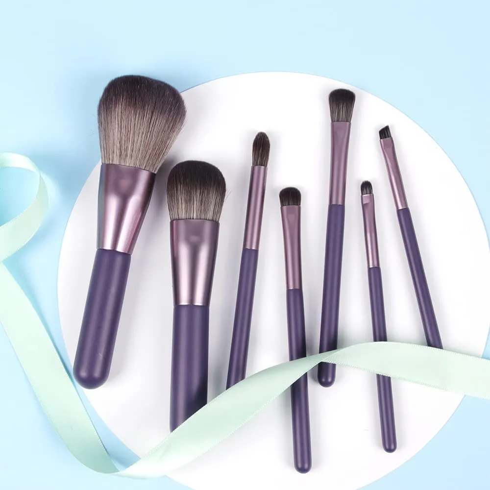 Xaena Makeup Brush Set 7pcs Premium Synthetic Makeup Brushes, Mini Travel Make up Brush Kit Foundation Powder Blush Eyeshadow Eyebrow Contour concealer Portable Makeup Brushes Set with Case 38-2