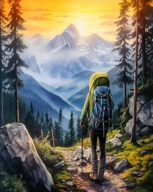 ZMHZMY Adults' Paint by Number Kits,Mountaineering Trip,Paint by Number Kits on Canvas,DIY Oil Paintings for Beginners Arts and Crafts,40x50cm No Frame