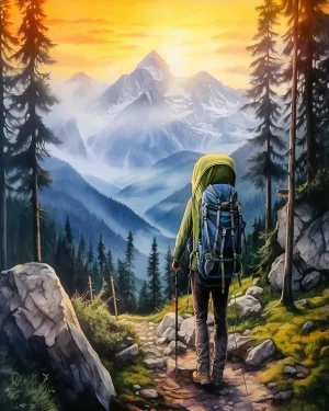 ZMHZMY Adults' Paint by Number Kits,Mountaineering Trip,Paint by Number Kits on Canvas,DIY Oil Paintings for Beginners Arts and Crafts,40x50cm No Frame