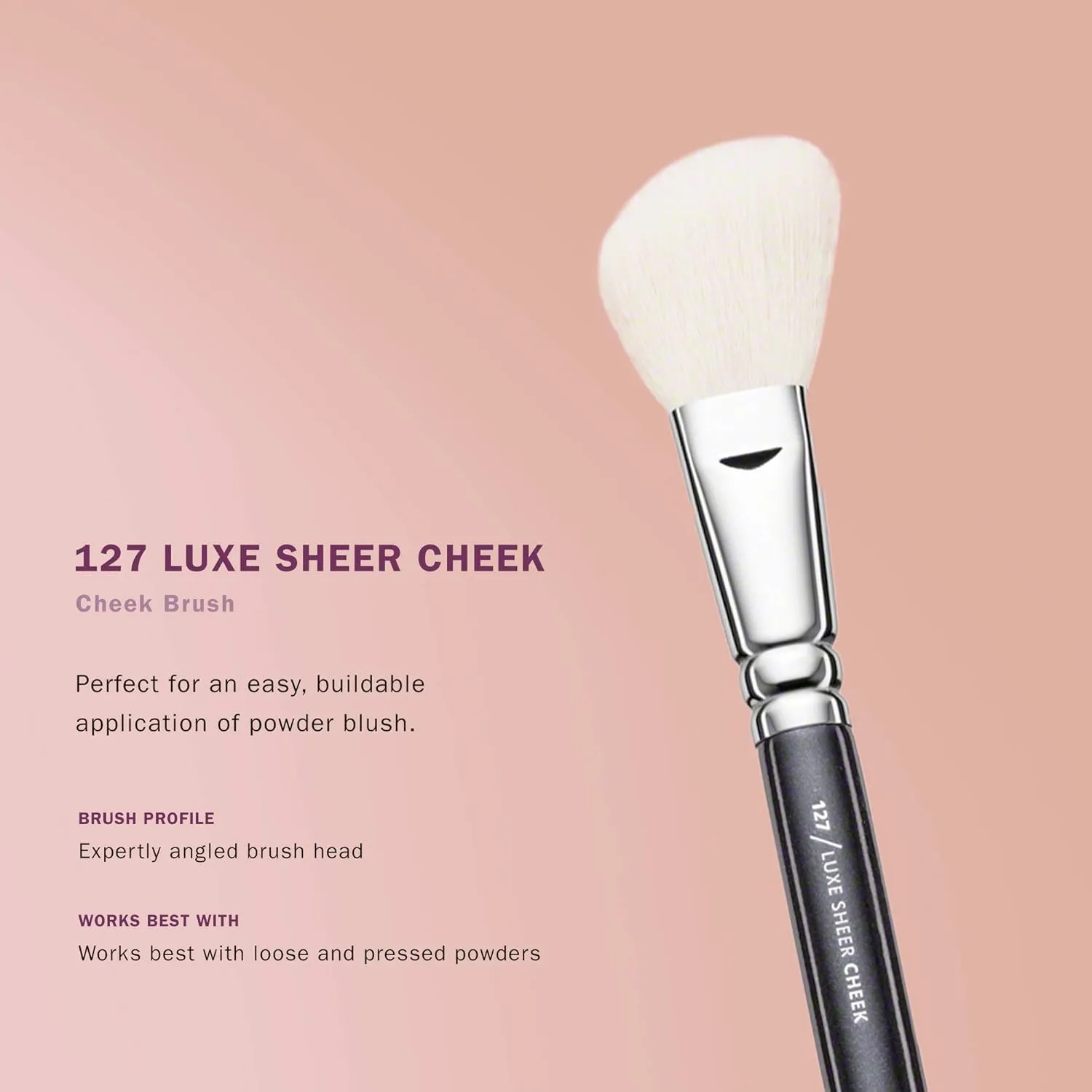 ZOEVA 127 Natural Synthetic Luxe Sheer Cheek Makeup Brush - Contour Brush, Natural, Powder Brush