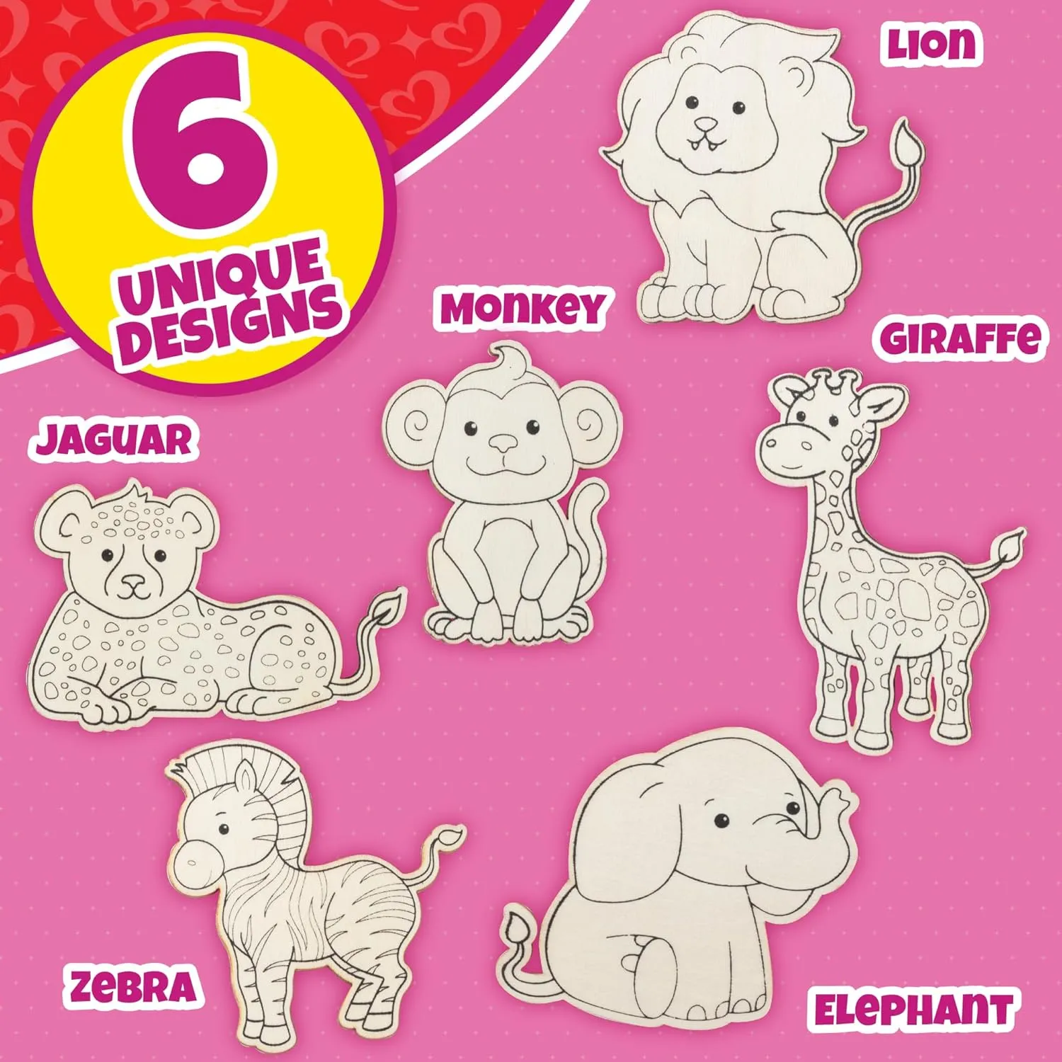 Zoo Animals Wood Painting Kits (24 ct)- Perfect Goodie Bag Party Favors for Kids Birthday Party -Each has an Animal Wood Craft, Paints, Brush & Sticker for Boys & Girls- Kids Party Favor Activity Kits