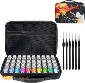 ZORETCO Model Paint Storage Case for Testors Paints, Paints Organizer Carrying Bag Holds 60 Bottles with 6 Fine Detail Miniatures Paint Brushes (Paint Not Included)